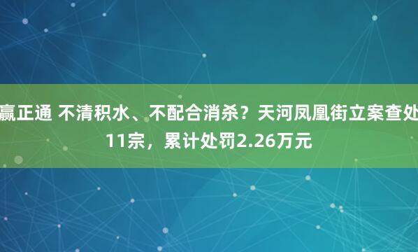 赢正通 不清积水、不配合消杀？天河凤凰街立案查处11宗，累计处罚2.26万元